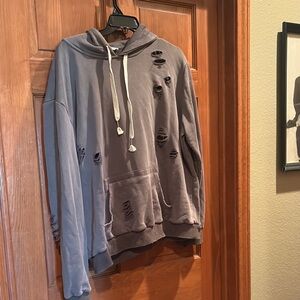 POL Distressed Gray Hoodie Sweater